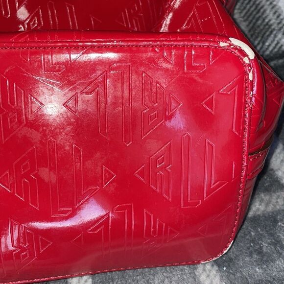 Ralph Lauren Vintage Ferrari Red Leather Handbag Glossy Shoulder Purse - Picture 14 of 16